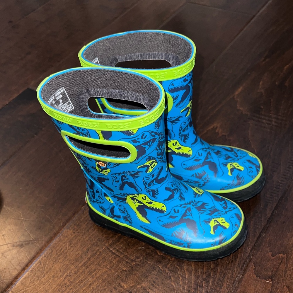 Bogs dinosaur rain boots.